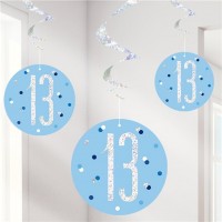 13. Geburtstag Hängedeko blau 6-teilig