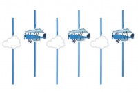 6 Little Plane Strohhalme 24cm