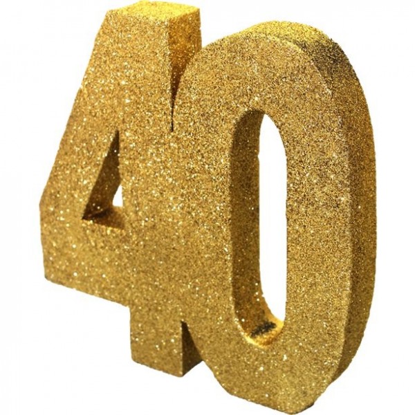Tischdeko glitzernde Zahl 40 gold 20cm