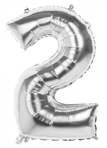 Folienballon Zahl 2 silber metallic 86cm