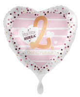 2. Geburtstag Herz Folienballon 45cm