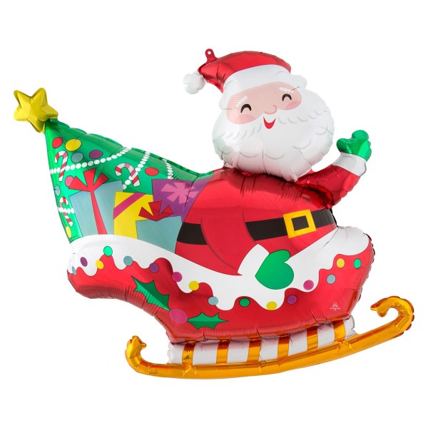 XL Weihnachtsschlitten Folienballon 76 x 71cm
