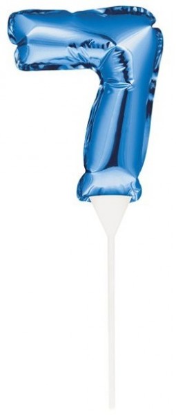 Blaue Zahl 7 Ballon Tortendeko 13cm