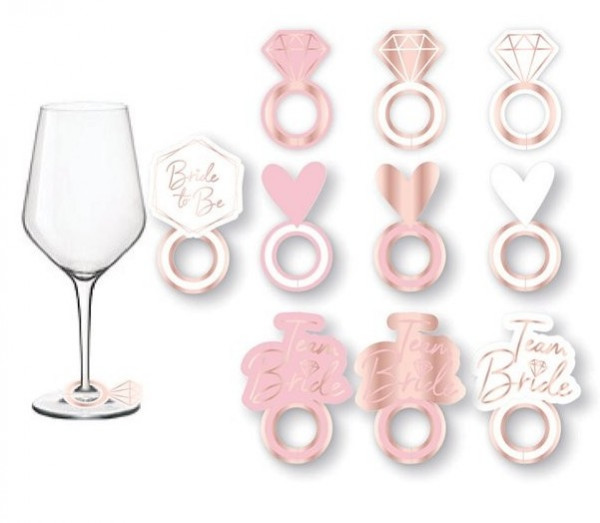 8 Shiny Bachelorette Glaskärtchen