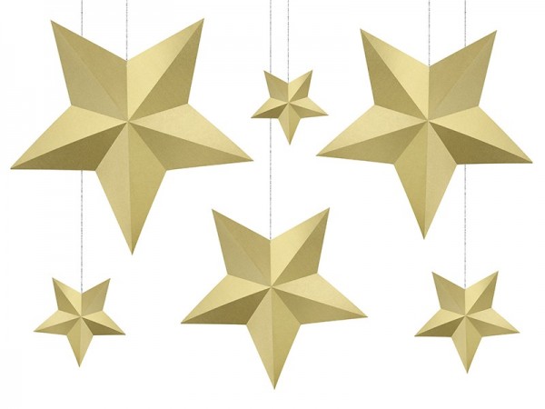 6 goldene DIY Hängedeko Sterne