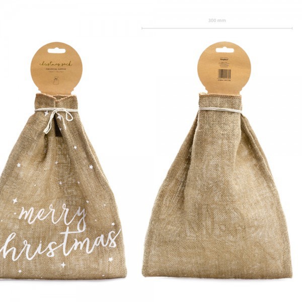 Merry Christmas Jute Sack 30 x 42cm 3