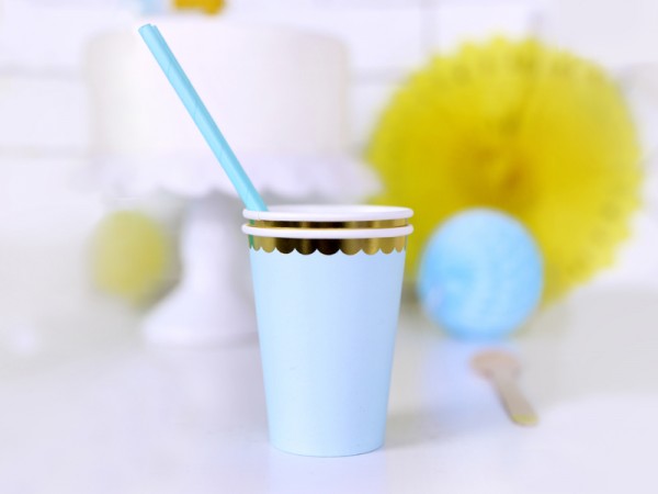 6 Candy Party Pappbecher pastellblau 220ml 2