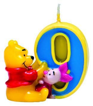 Winnie Pooh & Ferkel Friendship Tortenkerze Zahl 9