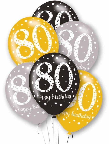 6 glamorösa 80-årsballonger