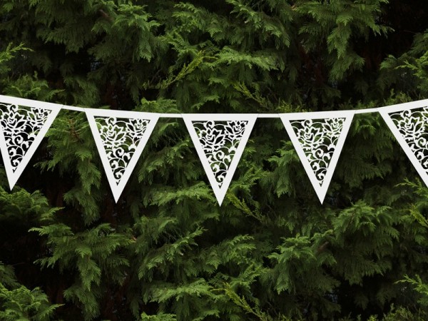 Wimpelkette weiße Ornamente 3 m 2