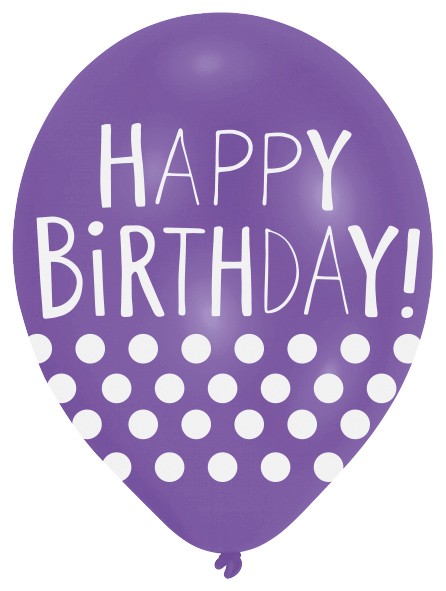 6 Happy Birthday Ballons mit Punkten 28 cm 5