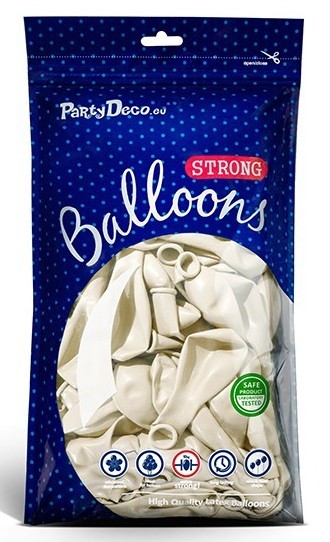 10 Partystar metallic Ballons weiß 30cm 2