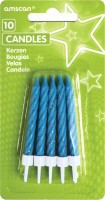 Glitzernde Tortenkerzen Himmelblau Inklusive Halterung 10 Stück