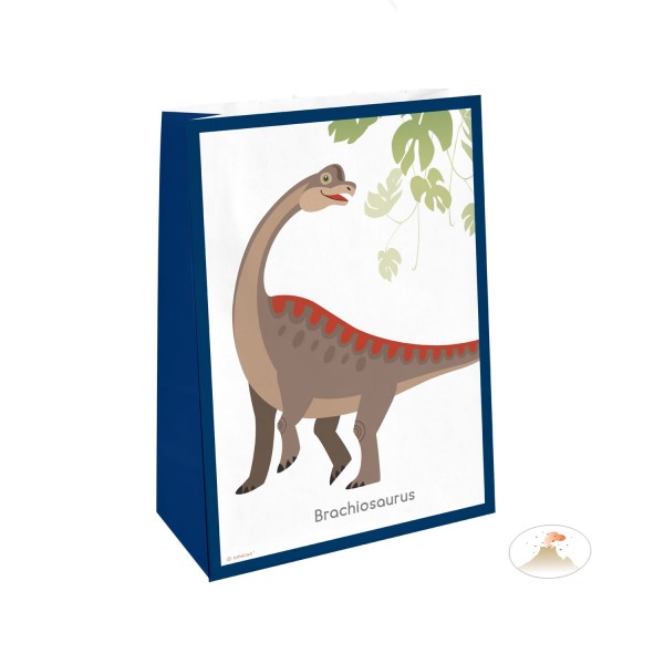 4 Happy Dinosaur Geschenktüten mit Sticker