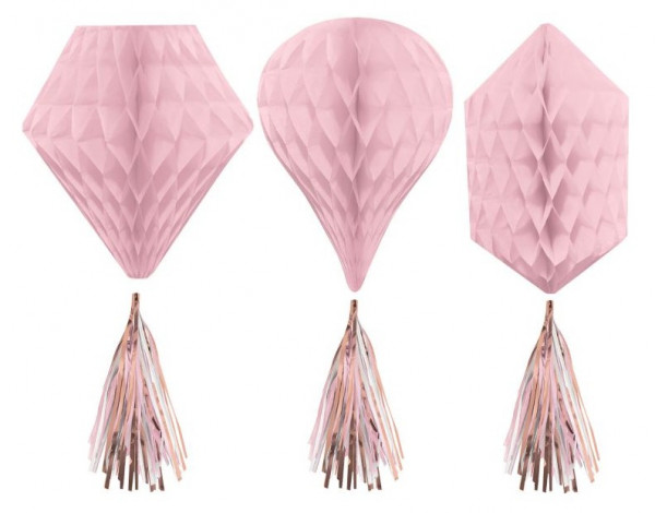 3 Blushing Rose Wabenbälle 30cm