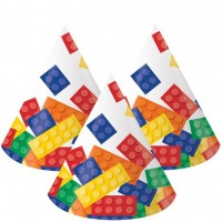 8 Bunte Baustein Partyhüte
