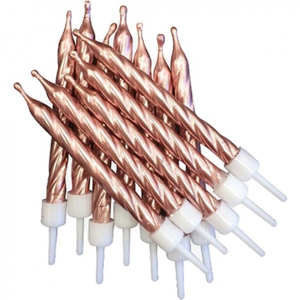 12 Tortenkerzen rosegold metallic