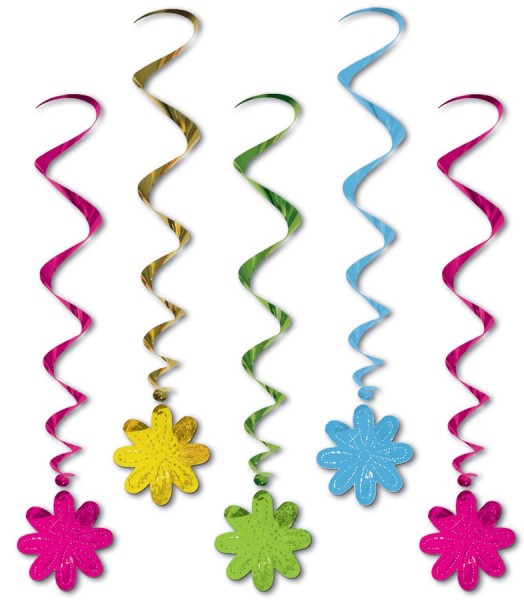 Bunte Blumen Hängedekoration 5er-Set