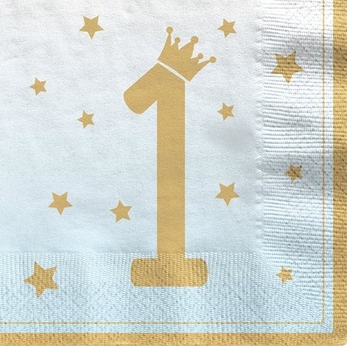 16 Royal First Birthday Servietten blau 33cm