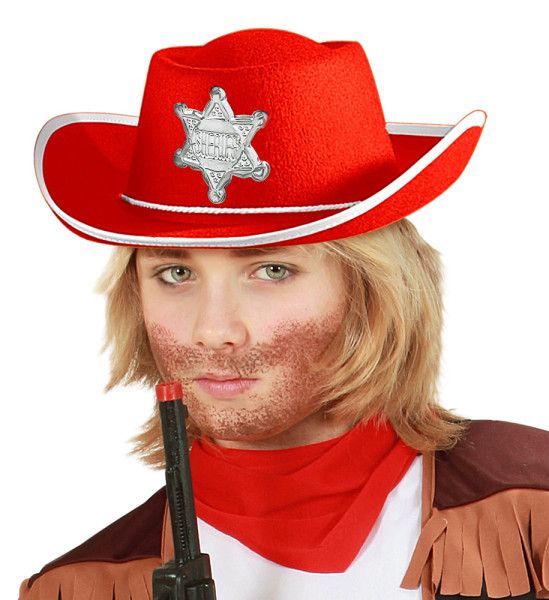 Sheriff cowboyhatt för barn röd