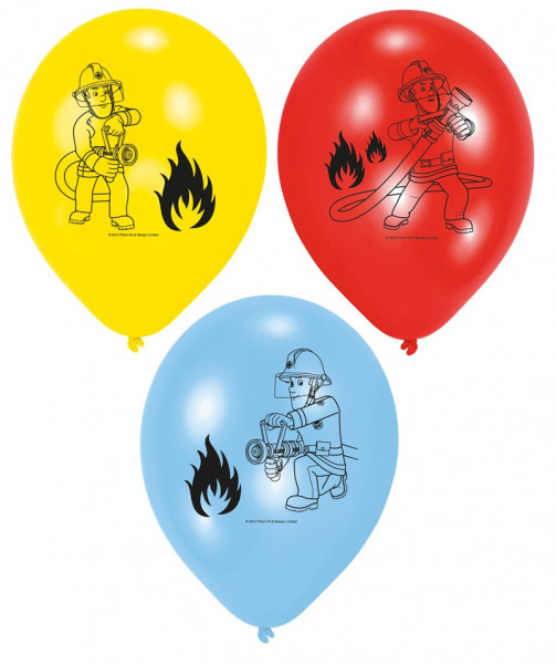 6 Feuerwehrmann Sam Latexballons