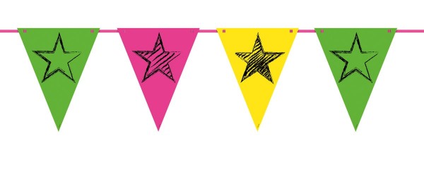 Neon Star Wimpelkette 6m