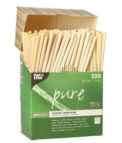 250 Bio Trinkhalme aus Stroh 15cm 3