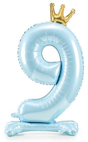 Babyblue Zahl 9 stehender Folienballon