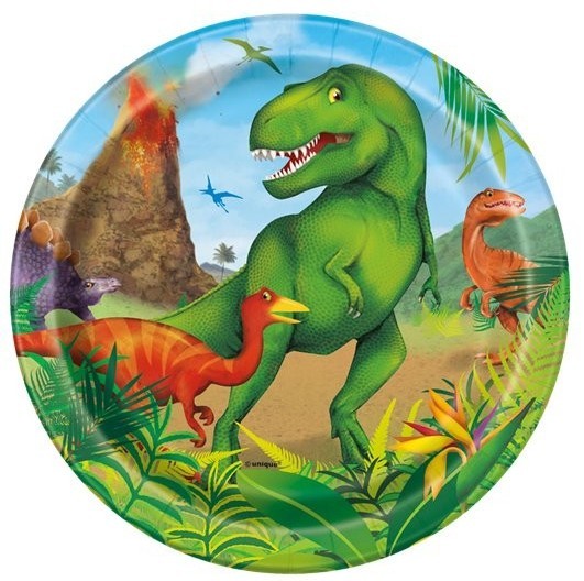 8 Dino Abenteuer Pappteller 18cm