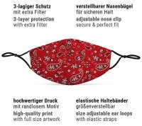 Vorschau: Mund Nasen Maske Bandana rot für Erwachsene