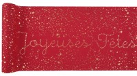 Vorschau: Roter Joyeux Noël Sternchen Tischläufer 28cm