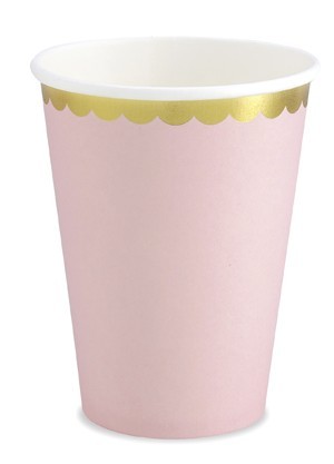 6 Candy Party Pappbecher hellrosa 220ml