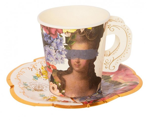 12 Florale Barock Tassen mit Untertassen