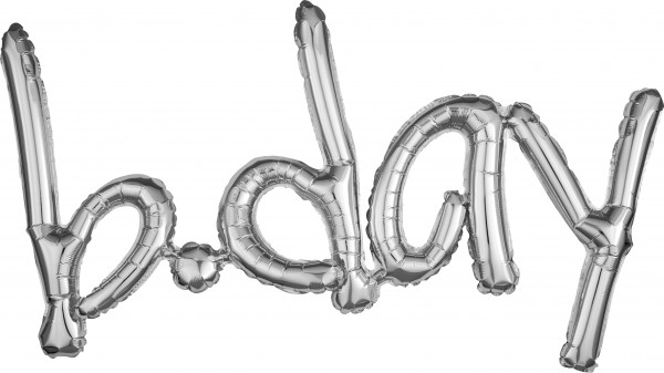 Bday Folienballon in Silber 83x55cm
