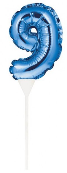 Blaue Zahl 9 Ballon Tortendeko 13cm
