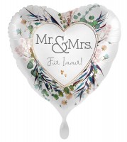 Herz Folienballon Mr und Mrs 45cm