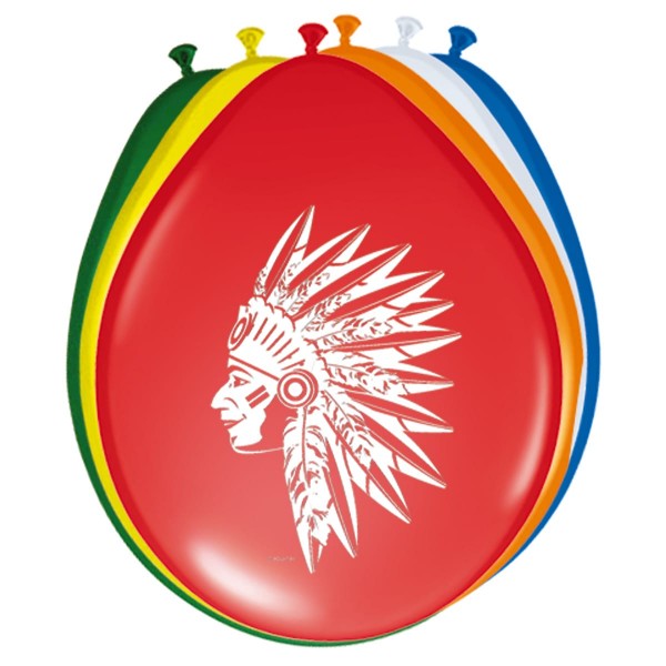 8 bunte Indianerparty Ballons 30cm