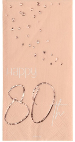10 Rosy Blush 80th Birthday Servietten 33cm 2