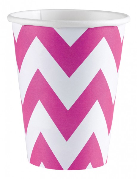 8 Süße Zacken Pappbecher pink 266ml
