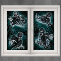 2 Halloween Geister Fensterbilder 165x85cm