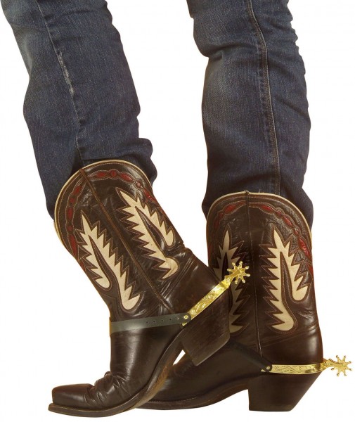 Gyllene cowboystövlar sporrar