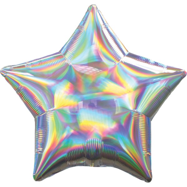 Holografischer Sternballon silber 45cm
