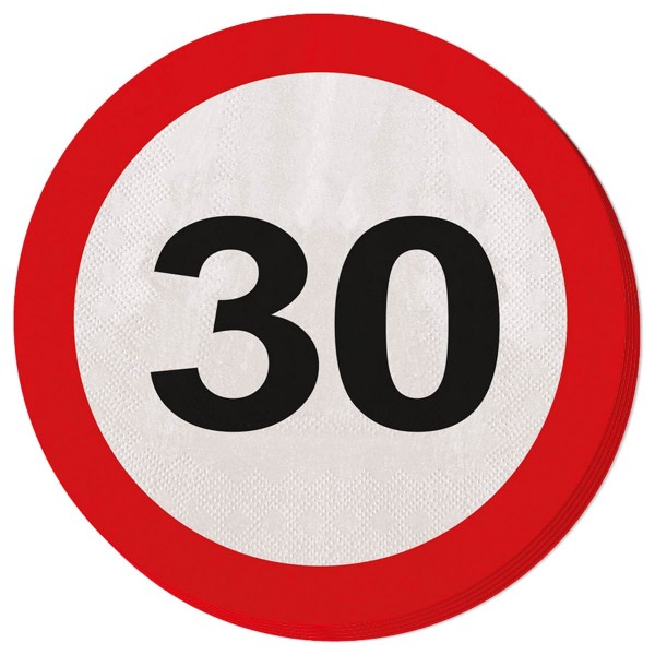 20 Verkehrsschild 30 Servietten 33cm