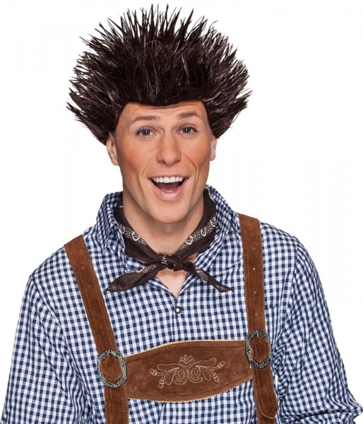Gel Igel Herrenperücke Braun