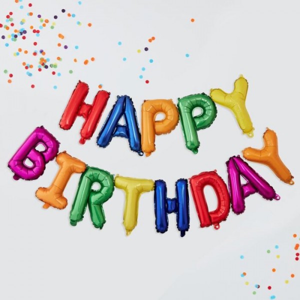 Regenbogen Birthday Schriftzug 33 x 40cm