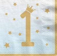 16 Royal First Birthday Servietten blau 33cm