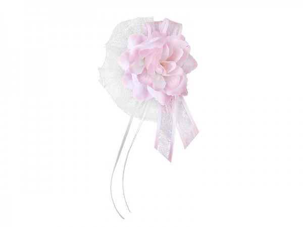 4 rosa Tüll-Rosen mit Schleife Autoschmuck