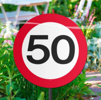 Verkehrsschild 50 Beetstecker 52cm