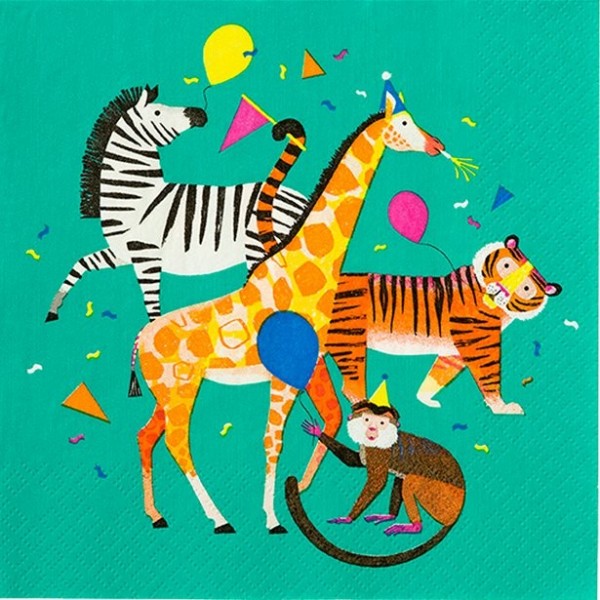 12 Birthday Animals Servietten 33cm
