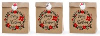 3 Weihnachtskranz Geschenktüten natur